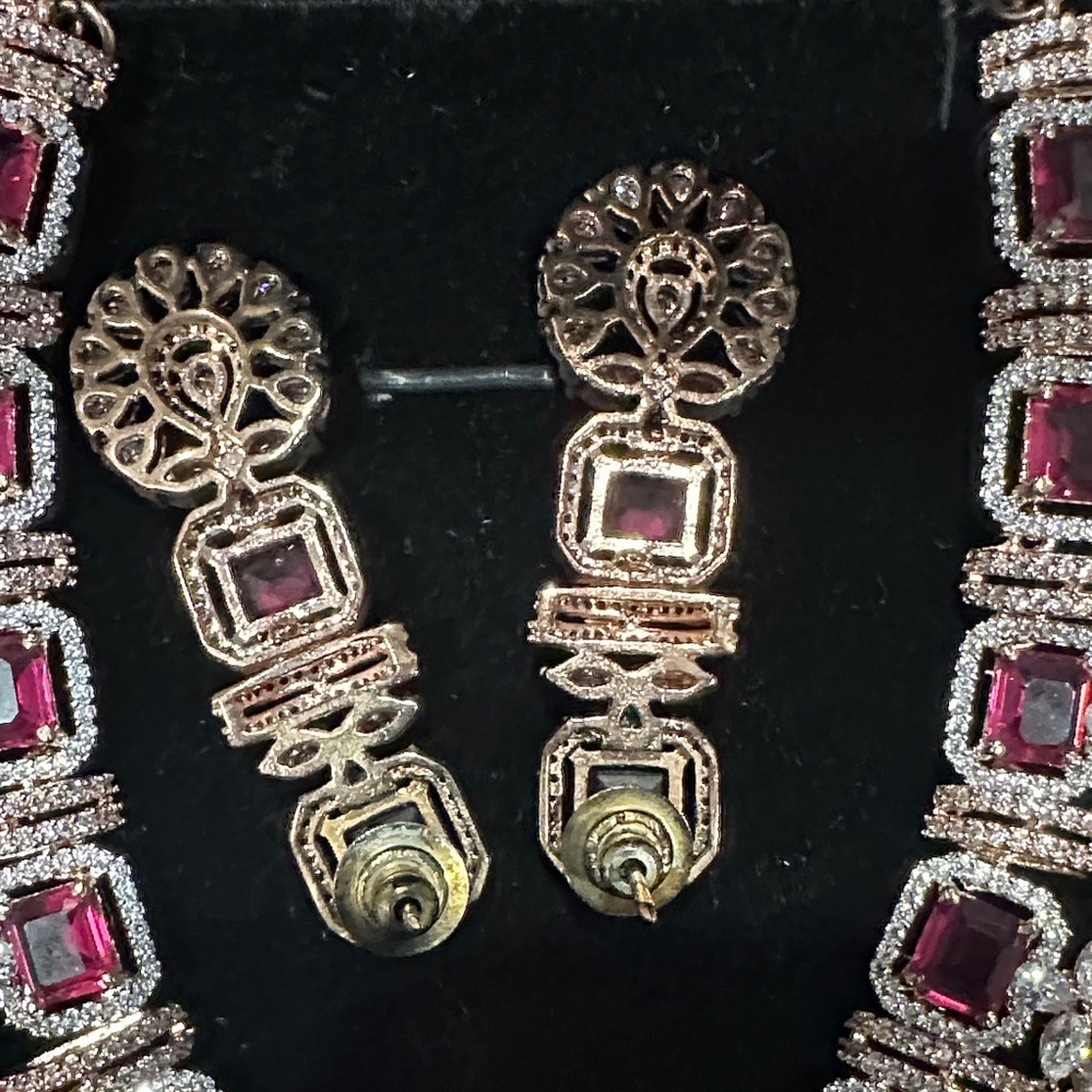 Elegant Ruby And Silver Necklace Set - image 3